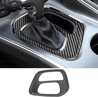 Car Central Control Gear Shift Panel Trim Cover for Dodge Challenger 2015 2016 2017 2018 2019 2020 2021 2022 2023 Auto Interior Decorations Accessories Center Console Carbon Fiber Style Kit