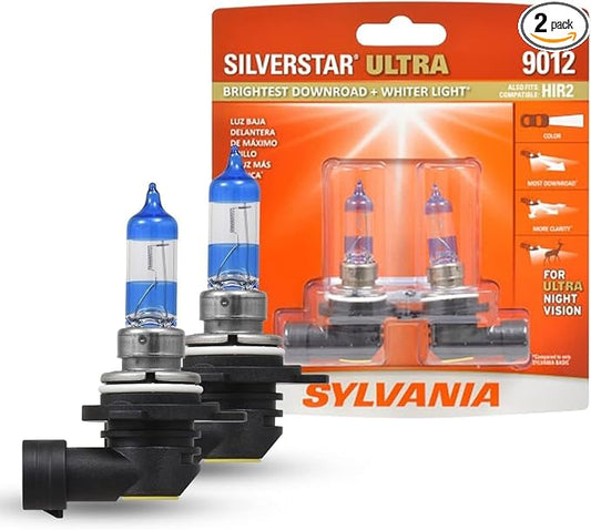 SYLVANIA - 9012 SilverStar Ultra - High Performance Halogen Headlight Bulb, High Beam, Low Beam and Fog Replacement Bulb, Brightest Down Road with Whiter Light, Tri-Band Technology (Contains 2 Bulbs)