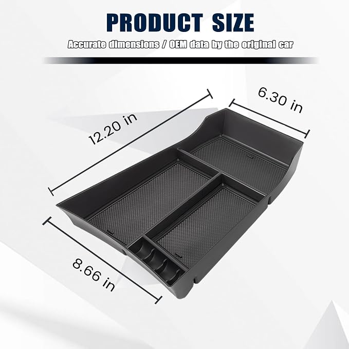 Center Console Organizer Compatible with Nissan Rogue 2021-2025 2026 Armrest Storage Box Insert Tray Interior Secondary Accessories (Lower Center Console Tray)