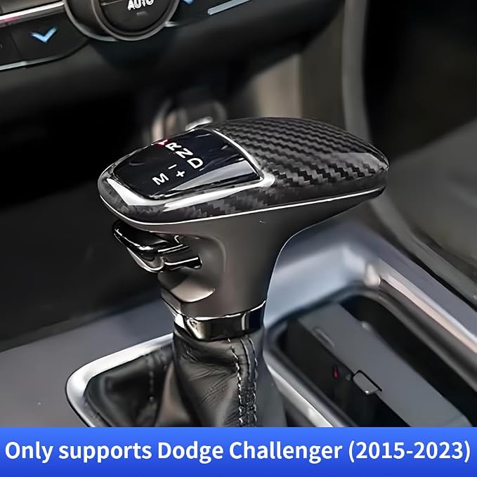 Car Center Console Gear Shift Knob Trim Cover for Dodge Challenger Charger 2015-2023 and Dodge Durango 2018-2026 Auto Interior Accessories Shifters Stick Protection Panel Carbon Fiber Style Kit