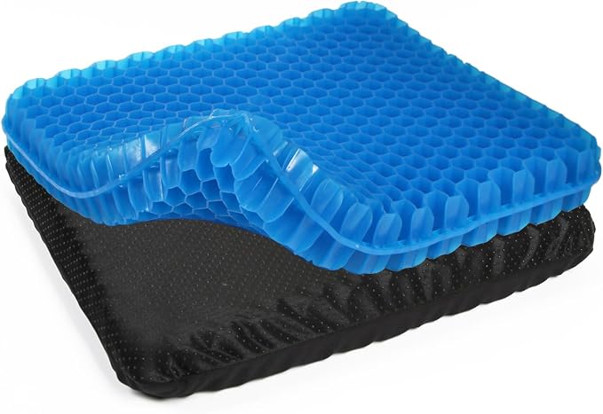 Seat Cushion, 1.8" Double Thick Cooling Egg Gel Seat Cushions for Long Sitting, Strong Support, Sciatica & Back Pain Relief, Breathable Cool Suitable as Office Chair, Car Seat, Wheelchair Cushion