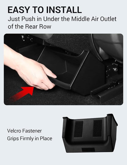 BASENOR Rear Center Console Organizer for 2024-2026 Tesla Model 3 Highland, TPE Under Seat Storage Box & Trash Can, Interior Accessories with Anti-Slip Velcro (Proprietary Design)
