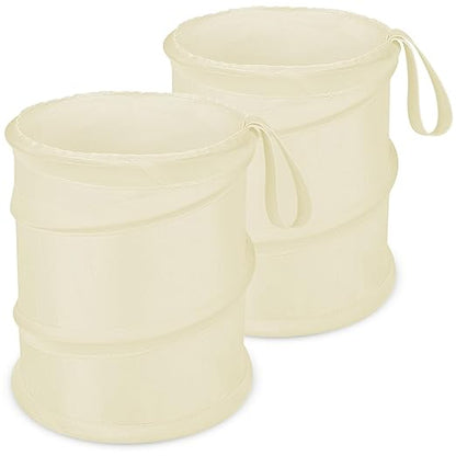 Car Trash Can, 2 Packs Mini Car Garbage Can, Collapsible Trash Bin | Pop-Up Trash Can for Car Front Back Seat, Portable Car Trash Bag Hanging for Vehicle SUV Rv Truck Accessories Interior, Beige