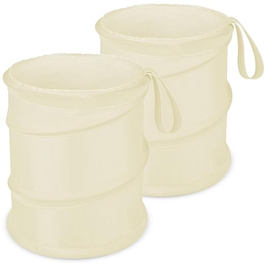 Car Trash Can, 2 Packs Mini Car Garbage Can, Collapsible Trash Bin | Pop-Up Trash Can for Car Front Back Seat, Portable Car Trash Bag Hanging for Vehicle SUV Rv Truck Accessories Interior, Beige