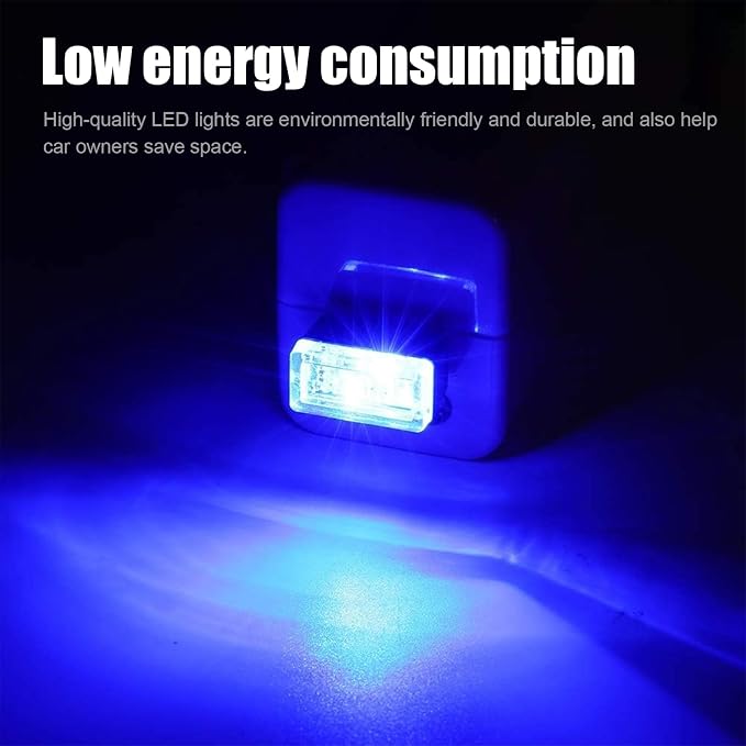 Ziciner 4 PCS USB LED Car Interior Atmosphere Lamp, Portable Mini LED Night Light, Plug-in USB Interface Trunk Ambient Lighting Kit, Universal Car Interior Accessories (Blue)