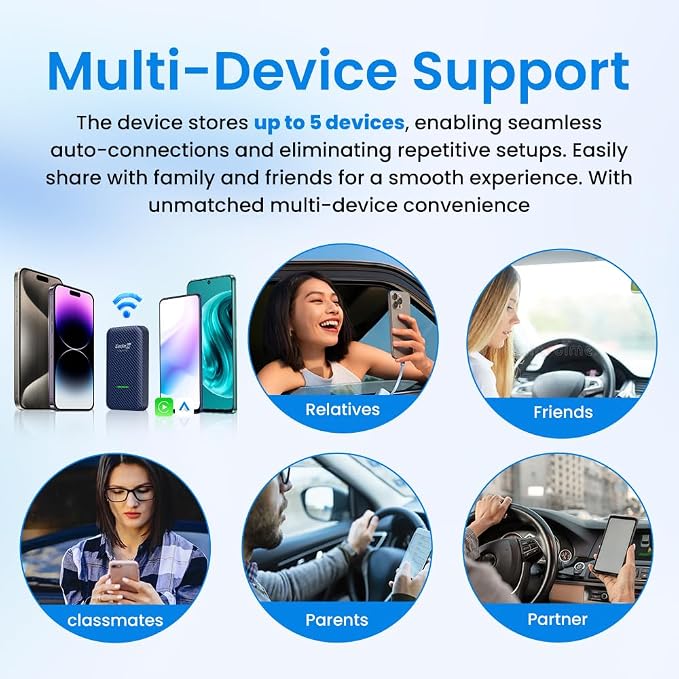 CarlinKit 4.0 CarPlay Wireless Adapter,Android Auto Wireless Dongle for OEM Wired CarPlay Cars,2026 OTA Upgrade-2 in 1,5Ghz WiFi Seamless Auto-Connect,Two Line, CPC200-CP2A for iPhone 6+/Android 11+