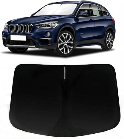 Windshield Sun Shade for BMW X1 F48 2016-2022, Car Front Window Sunshade with 240T Sun Visor Protector Blocks UV Rays Heat Sun Shield Accessories
