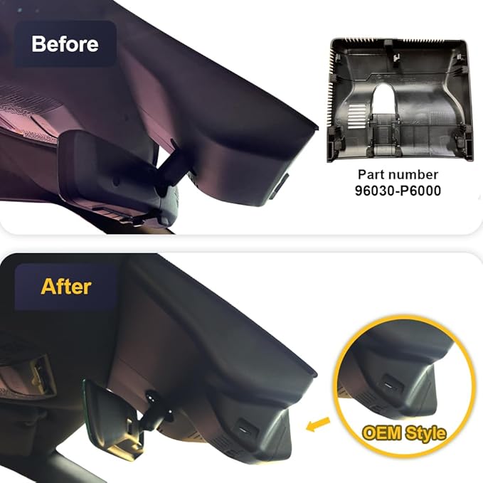 Fitcamx Front 2K+Rear 1080P Dash Cam Adapts for Hyundai Santa Fe 2024-2026 (Part No#P6000), Integrated OEM Look, Dual HD Video, WiFi & APP, Loop Recording, Gravity Sensor, Easy to Use, 64GB Card