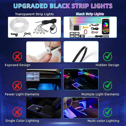 Acrylic Interior Car LED Strip Light, Dreamcolor 14-in-1 RGB Ambient Lighting with APP, 16 Million Colors 175in 600LED Music Sync Lights for Night Driving, Home, Camping & Gift Decor