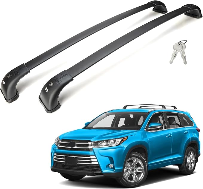 220lbs Lockable Roof Rack Cross Bars | Compatible with Toyota Highlander 2014-2019 XLE Limited & SE LE & LE Plus | Heavy Duty Aluminum Roof Rails Crossbars Rooftop Luggage Carrier