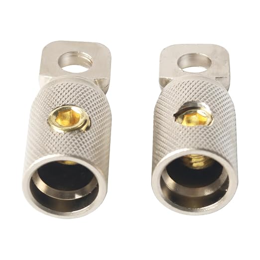 0 Gauge Wire Terminal Connector 5/16 Ring Wiring Connectors for Battery Bank Inverter Projects Car Audio Amplifier 4PCS with Adhesive Heat Shrink Tubing