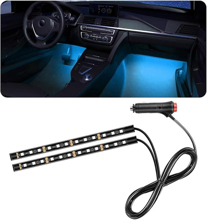povtii Car LED Strip Light, 24 LED RGB Auto Under Dash Interior Atmosphere Lights, Cigarette Lighter Decorative Lamp Ambient Night Light, Universal Lighting Kit Car Accessories (Ice Blue)