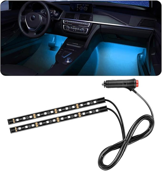povtii Car LED Strip Light, 24 LED RGB Auto Under Dash Interior Atmosphere Lights, Cigarette Lighter Decorative Lamp Ambient Night Light, Universal Lighting Kit Car Accessories (Ice Blue)