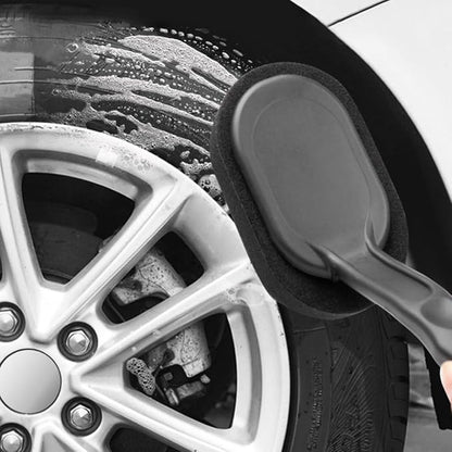 Car Wheel Tire Brush with Handle, Easy Replacement and Cleaning, Plastic and Sponge Material for Car Detailing and Tire Shine, Sturdy 4pcs Wheel Cleaning Brushes