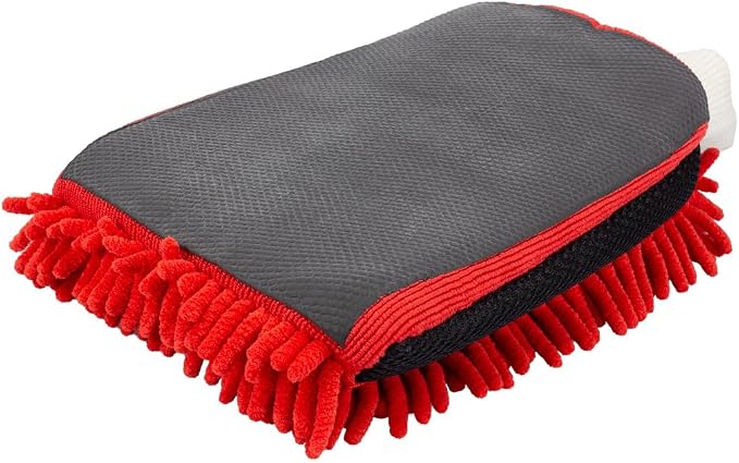 Maxshine Universal Red Chenille Professional Detailing Clay Mitt - Ideal Wash Mitts for Car, SUV, Trucks, Boats, RV Washing - High Efficiency Detailing Wash Mitt - Auto Detailing Accessories