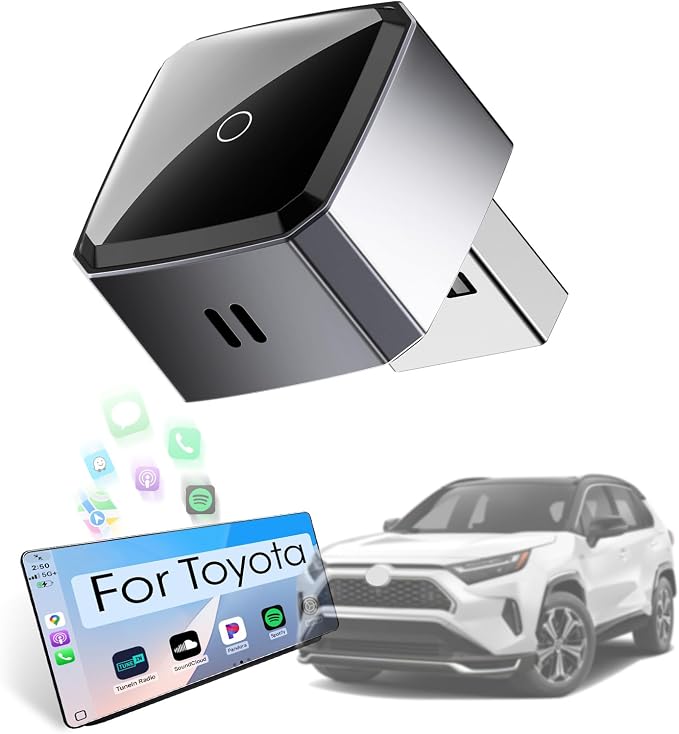 Wireless Carplay Adapter for iPhone, Convert Wired to Apple Carplay Wireless Adapter, Mini Size, Plug and Play, Connection Stable No Delay Car Play for Toyota Specific Models