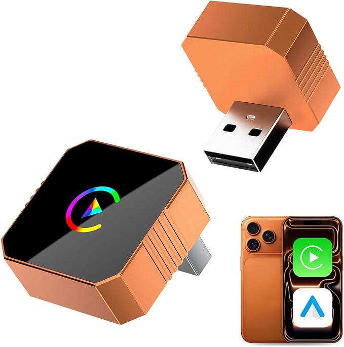 2026 Aimoon Mini Wireless CarPlay Adapter Upgrade Wired to Wireless for CarPlay & Android Auto Plug and Play Fast Auto-Reconnect Stable Control Zero Delay Car Play for iPhone iOS 10+ Android 11+