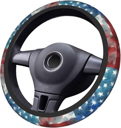 4th of July Flag Steering Wheel Covers Non Slip Neoprene Universal 15 Inch Steering Wheel Protector Car Cover for Men Women