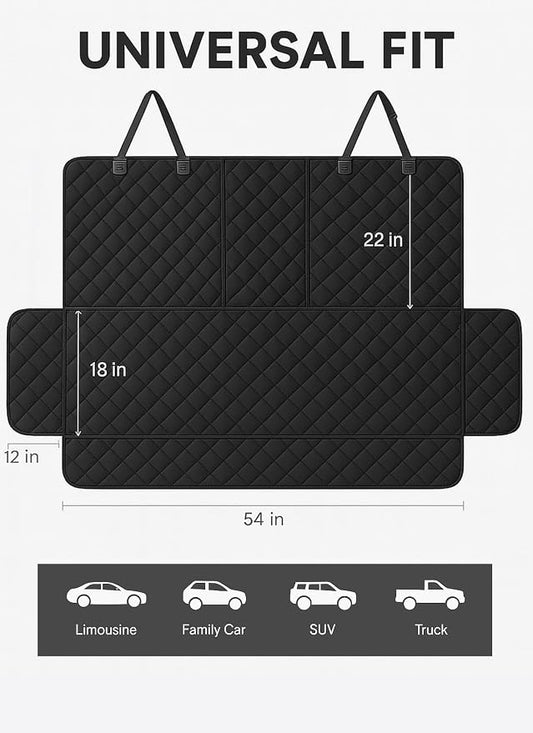 fidozen Waterproof Dog Car Seat Cover for Back Seat: Suitable for Small and Large Dogs, Hammock and Pet Protector, Backseat seat Cover (Black(Spilt Bench), Medium(54" W))