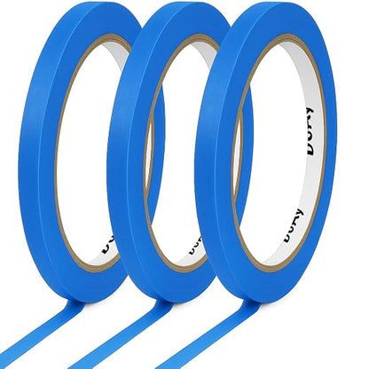 3 Pack Blue Painters Tape - Masking Tape 0.25 Inch Wide - Multi-Surface, Smart Adhesion, Indoor & Outdoor - 270FT Total - Paint Tape for DIY, Labeling, Art, Car, General Purpose (#3910)
