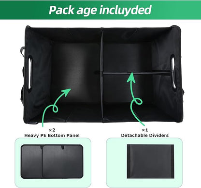AOPHY Car Trunk Organizer, 75L Large Capacity Waterproof Auto Storage with Non-Slip Bottom Strips, Collapsible Cargo Organizer for Suv, Truck, Sedan, Portable Car Accessories for Women Men(Grey)