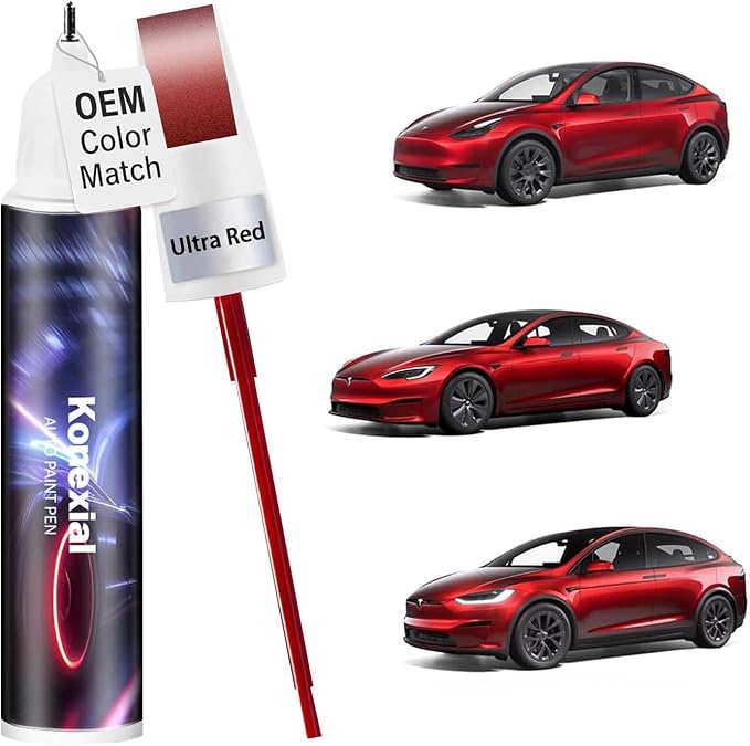 (Ultra Red PR01) Car Touch up Paint Compatible with Tesla Model Y/3/X/S, Premium Car Scratch Remover for Deep Scratches, Car Paint Pen Scratch Repair Two-In-One Touch Up Paint