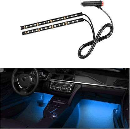 Car LED Strip Light, 24 LEDs RGB Neon Interior Atmosphere Lights, 12V Under Dash Ambient Night Light, Cigarette Lighter Auto Interior Decorative Lamp, Car Accessories (Ice Blue)