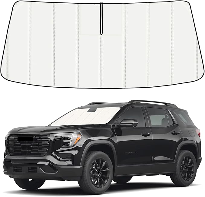 Windshield Sun Shade for GMC Terrain 2018-2025 2026, Front Window Visor Accessories, Folding Design Blocks Heat & UV Rays Maintain Cool Interior and Save Space