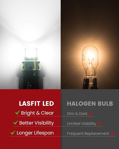 LASFIT 3157 LED Bulb for Reverse Light, 3156 3056 LED Bubs 6000K Xenon White, Super Bright 3057 3047 4114 4157 4057 LED Lights with Projector for Backup, DRL, Only for Standard Socket (2-Pcs)