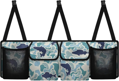 Fish Hunter Camo Car Trunk Organizer Space Saving Hanging Automotive Back Seat Organizers Storage Bag with 4 Pocekts Car Accessories Interior for Most Cars,SUV,Sedan