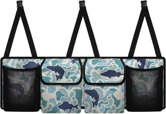 Fish Hunter Camo Car Trunk Organizer Space Saving Hanging Automotive Back Seat Organizers Storage Bag with 4 Pocekts Car Accessories Interior for Most Cars,SUV,Sedan