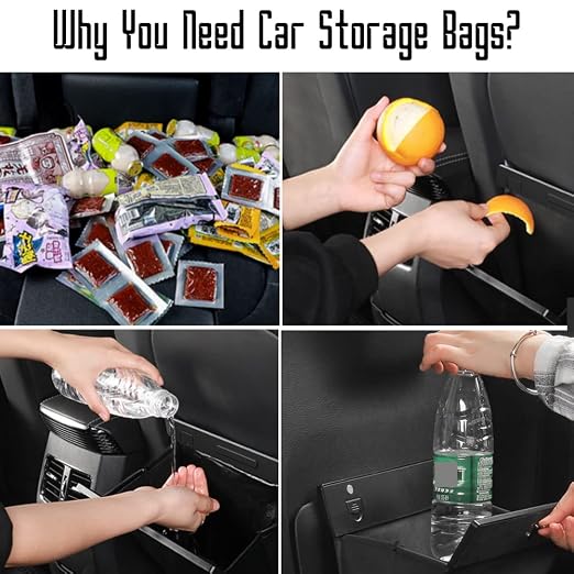Custom Interior Accessories Waterproof Car Can Trash Multipurpose Hanging Garbage Bag Collapsible Garbage Can Magnet Storage Bags For Car Back Seat PU Leather Closure Design(RED)