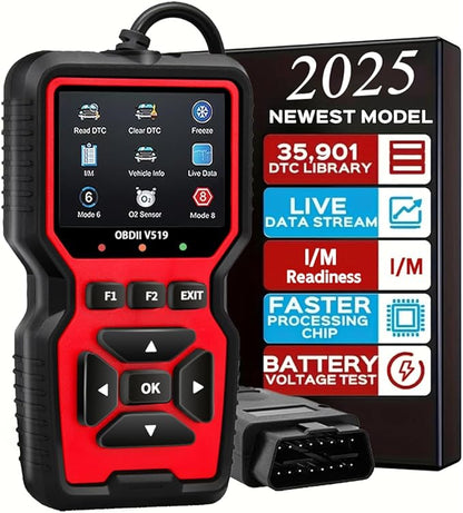 OBD2 Scanner Diagnostic Tool - Check Engine Light Code Reader, Reset Function, Data Stream, I/M Readiness, Full Features, Modes 6 & 8, for All 1996+ Vehicles