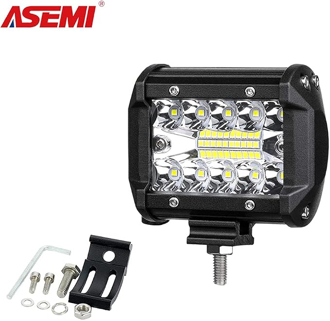 (2 Pack) ASEMI 4-Inch Car Light Bar 60watt Work Light Driving Fog Off Road Lights Triple Row Waterproof Spot Flood Combo Beam LED Cubes Lights for Pickup Truck ATV UTV Boat