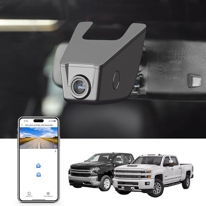Mangoal 4K Dash Cam fit for Chevy Silverado Select 1500 2014-2021; Select 2500/3500 2015-2023 (Model E), No Vehicle Sensor Cover, 2160P Video, WiFi & APP, GPS, 64GB Card