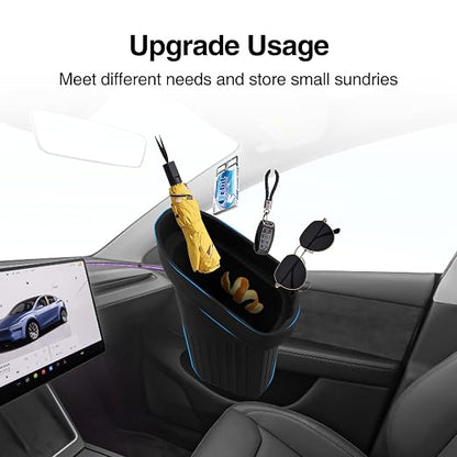 Car Trash Can for Tesla Model Y Juniper 2025, Silicone Car Door Side Trash Bin for Model 3 Highland Interior Accessories