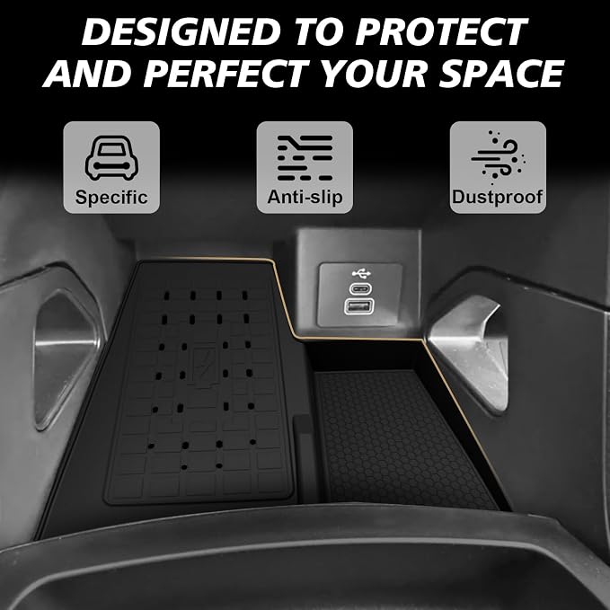 Muslogy Center Console Inserts Compatible with Ford Ranger 2024 2025 2026 Accessories, Center Console Wireless Charger Protective Mat Liner Anti-Slip Phone Charge Area Charging Protection