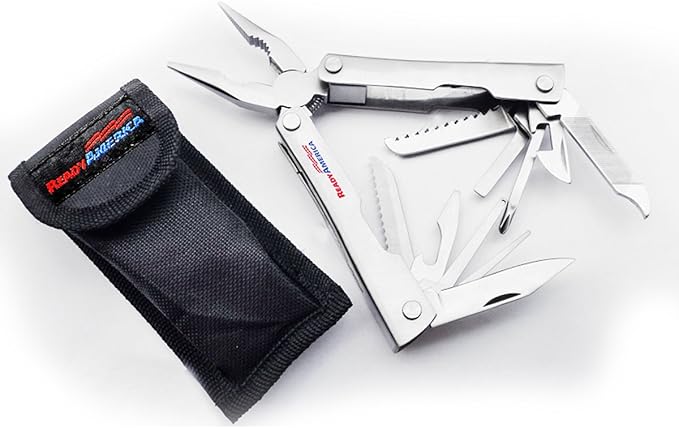 Ready America Roadside Essentials Kit – 33-Piece Car Emergency Kit w/Jumper Cables, First Aid, Distress Banner & Tools for Breakdown Safety