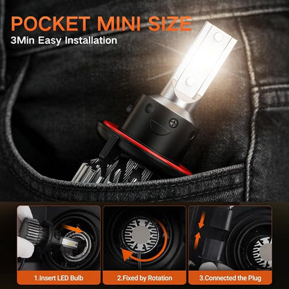 SEALIGHT H13 Fog Bulb,Combo Pack - Super Bright 6500K White, Plug and Play Installation, Fanless Design, Non-Polarity Fog Lights, Powersports Lighting Accessories ，2 pack