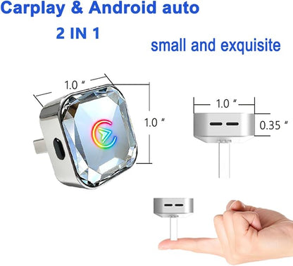 2 in 1 Wireless CarPlay and Android Auto Adapter for Mercedes-Benz GLB‑Class 2020 2021 2022 2023 2024, Mini CarPlay Dongle Converts Wired to Wireless, Fast Auto-Connect