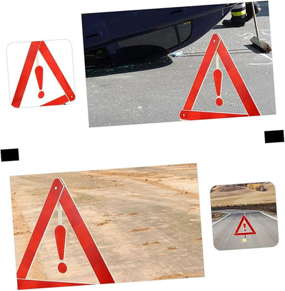 Homoyoyo 4pcs Auto Warning Signs Road Safety Kit Car Folding Triangle Safety Tripods Made of Material Easy to Install
