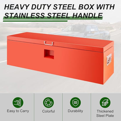 48" Truck Tool Box,Heacy Duty Metal Storage Organizer with Strong locking tongue,Trailer Tongue Box with Safe Hinge, for Truck,Pickup,RV,Garage,Best gift for family and friend,Red Power Coating