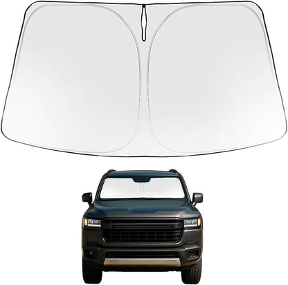 Proadsy Windshield Sun Shade for 2024 2025 2026 Toyota Land Cruiser SUV Foldable Front Custom Fit Sunshade Protector Blocks UV Rays Keep Car Cooler