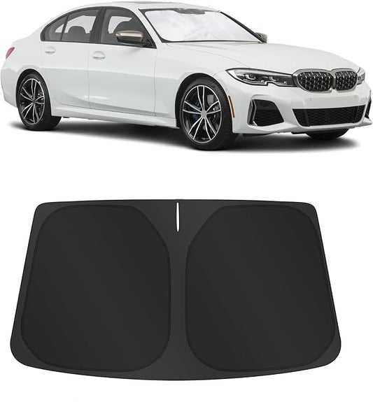 TINGLU Sun Shade for BMW 3 Series 2019-2025 2026 Accessories Windshield Sun Shade Window Shade UV Rays Protection Sun Visor Cover with Steering Wheel Sunshade Storage Bag
