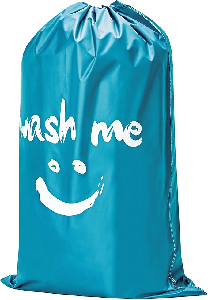 HOMEST XL Laundry Bag 28" x 40", Extra Large Dirty Clothes Organizer Holds 3-4 Loads, Machine Washable Drawstring Laundry Bag for Dorm, Camp, Laundromat, Family, Travel, Sky Blue