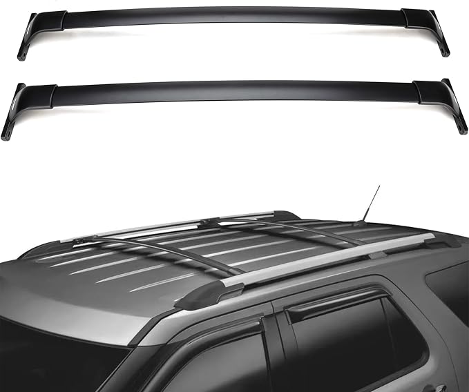 260lbs Roof Racks Cross Bars Compatible with Ford Explorer 2016 2017 2018 2019, Heavy Duty Aluminum Roof Rails Crossbars Rooftop Luggage Carrier Snowboard Skiboard Black