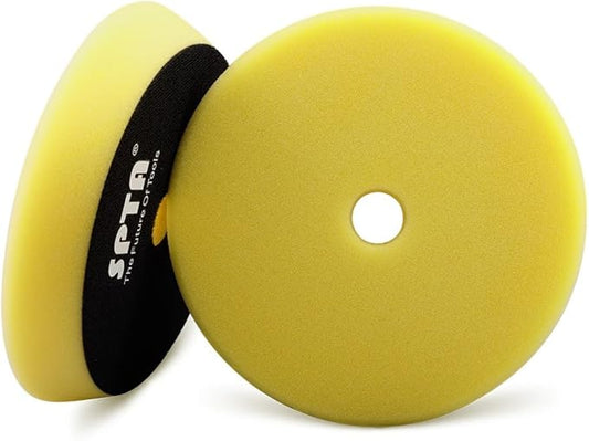SPTA Yellow T80 High-Cut Foam Polishing Pad, 1Pc 5.5 Inch Face for 5 Inch 125mm Backing Plate Compound Buffing Sponge Pads for Car Buffer Polisher Compounding, Polishing and Waxing -FPBFS5Y