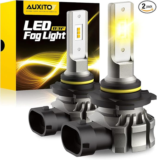 AUXITO 9145 LED Fog Light Bulbs Yellow, 6000LM 3000K Amber Fog Lights, H10/9045/9140 Halogen Replacement for DRL or Fog Lamps, Canbus Ready, Non-Polarity, Pack of 2