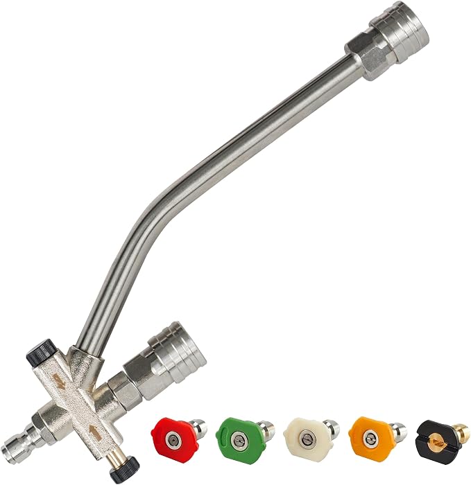 Hourleey Foam Cannon Dual-Connector Accessory, Pressure Washer Double Tip Attachment for Soap Cannon with 5 Power Washer Sprayer Nozzles, 1/4" Quick Connect, 4000 PSI