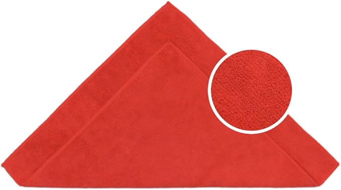 CARCAREZ Premium Microfiber Detailing Towels, 340 GSM Lint Free Car Buffing Waxing Polishing Drying Towels (6, Red, 16x16 Inch)